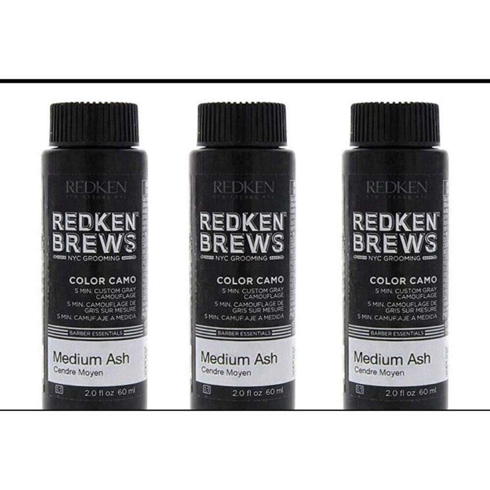 3 PACK Redken Brews Camo Medium Ash 2 oz Each